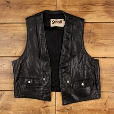 Vintage Schott Leather Gilet XL 80s Biker Vest USA Made Black