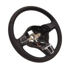 Volant En Cuir VW Polo 6R Cuir Noir Couture Grise Avec Commande Téléphonique