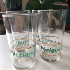 Lot 4 anciens VERRES publicitaires VÉRIGOUD SODA-Bistrot-Années 50 Vintage