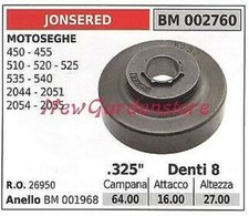 Pignon Jonsered Moteur Scie à Chaîne 450 455 510 520 535 325' Dents 8 002760
