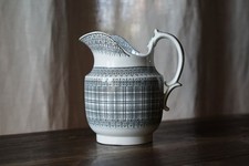 Antique White Earthenware Pitcher Grid Old Bordeaux
