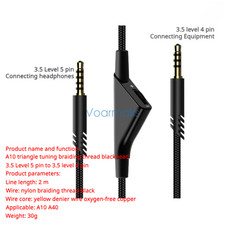 Audio Cable for Logitech Astro A10 A40 Headphone 2m