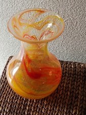 Grand vase Pâte verre soufflé Orange Rouge Signé Maître Verrier Dlg Murano 