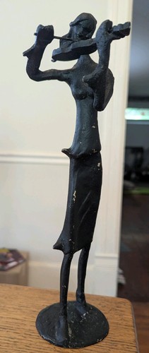 Vintage brutalist bronze flute - brutalist,