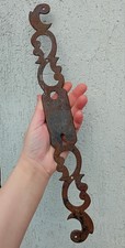 LARGE ANTIQUE WROUGHT IRON KEY ENTRY LOCK for old door, h=40.8 cm