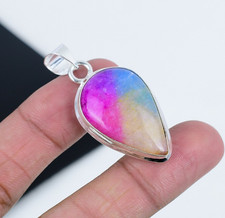 Arc-en-Ciel Solaire Quartz Gemme 925 Argent Pendentif Pour Soeur