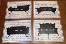 Rolland Designs Chaise, Settee, Couch, Loveseat 14” X 11” Set Of 4 Prints 2006