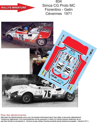 Decals ref 0604 - 1/43, simca