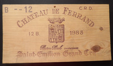Estampe , façade de caisse vins château DE FERRAND 1983