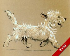 TROTTING TERRIER PET PUPPY DOG ART CECIL ALDIN PAINTING PRINT ON REAL CANVAS