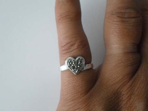 Bague argent massif coeur - en,