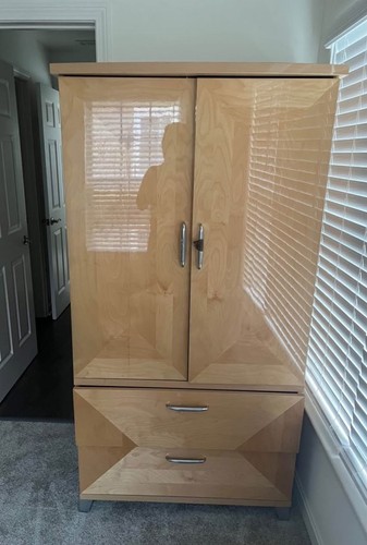 Light brown wood armoire - wood,