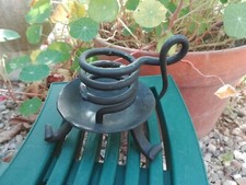 ANCIEN RAT DE CAVE TRIPODE QUEUE DE COCHON EN FER FORGÉ 