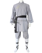 Gray Cotton Shaolin Kung fu Uniform Tai chi Suit Martial arts Wushu Monk Robe
