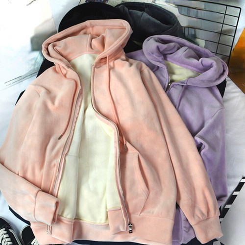 Femmes velours manteau capuche - velours,