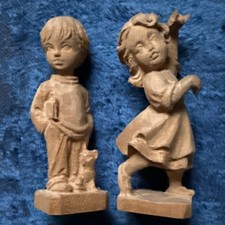 Hand Carved Wood Boy and Girl