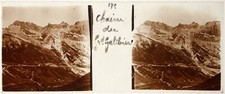 Chaine du Grand Galibier.Snow.Alpes.Stereo view on glass 45x107mm.July 1919.