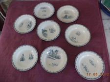 PARTIE DINETTE  ancienne a decor de CHASSE A COUR  epoque XIXe en faience poupee