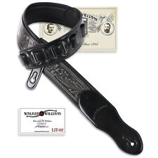 Walker & Williams LIT-02  Gloss Black Strap With Distressed Live Oak Design