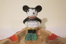 Vintage Disney Mickey Mouse Plays the Accordion Lustre Ashtray Japan 1930s