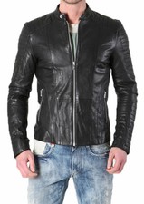 Blouson cuir motard homme noir