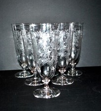 PORTIEUX Lot 6 Antique Beer Glasses - Bocks Chemical Engraving Crackled Lydia?