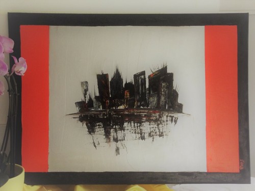 Tableau peinture huile au - -,