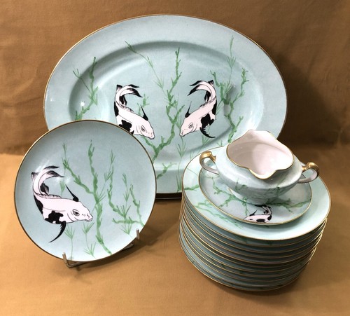 Service poisson porcelaine - à,