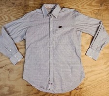 Arkansas Razorbacks Logo Plaid Long Sleeve Button Down Shirt Mens Medium