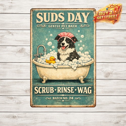 Border collie dog - collie, bathtub