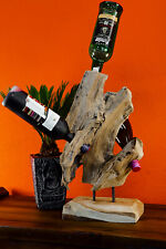 Porte-Bouteilles Bois Étagère à Vin Bouteilles Support Racine Teck Rustique