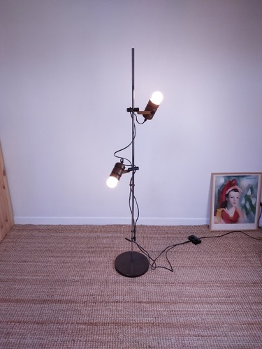 Lampadaire vintage spot - lampadaire, bois-