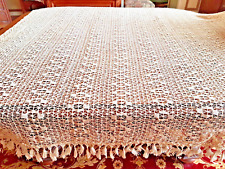 Antique Crocheted Cotton Net Bed Top - 220cm x 190cm