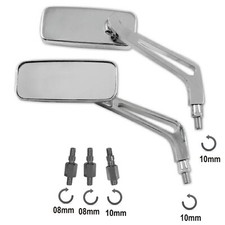 Retroviseur Miroirs Moto Scooter Chrome M10 Rectangulaire Universel Chrome DX+SX