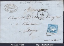 FRANCE N°60A SUR LETTRE AVEC CONVOYEUR DE STATION SAINT MALO LIGNE 332 StM.R.