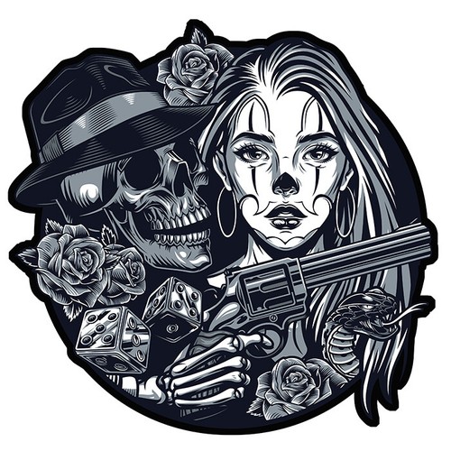 Tete mort colt - de, roses