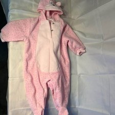 Baby Pink Cat Pink Panther Halloween Costume 0-6 mo Hood Footie Zip Ears Cute