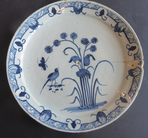 Assiette delft anglais - anglais, 18eme