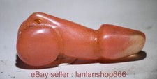 3.4 "Chine Red Mountain Culture cristal rouge sculpté pénis phallus pendentif M5