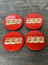 BBS 3D Red & Gold Wheel Centre Cap Set Three Prong 70mm 09.24.030