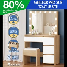ALFORDSON Coiffeuse Maquillage Miroir Vanité Éclairage LED Chambre à Coucher
