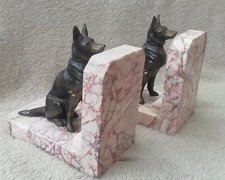 SERRE LIVRES ART DECO REGULE MARBRE chien berger allemand 