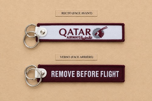 Porte clé brodé avion flamme - clé,