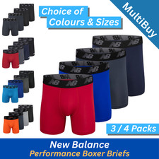 New Balance Performance Boxer Brief Underwear Clothing - 4 Per Pack S M L XL