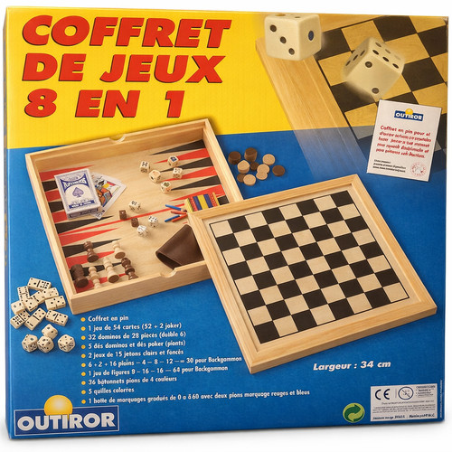 Coffret jeux bois dames - coffret, 8