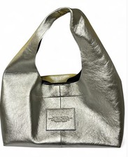 AUTH NWOT MARC JACOBS The Sack MEDIUM / LARGE smooth Leather Hobo Bag Silver