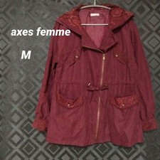 Axe's Femme Hooded Burgundy Mountain Parka with Lace, Oversized, Used