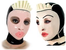 Latex Hood Open Eyes Mouth Rubber Mask Drama clubwear Cosplay Back Zip Fetish US
