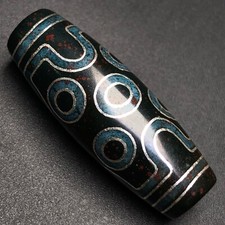 1,5 "agate naturelle incrustation argent 7 yeux Dzi perle pendentif amulète