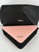 PRADA Beauty Cosmetic Makeup Case Triangle Shape in Pink w/ dust bag, Brand New